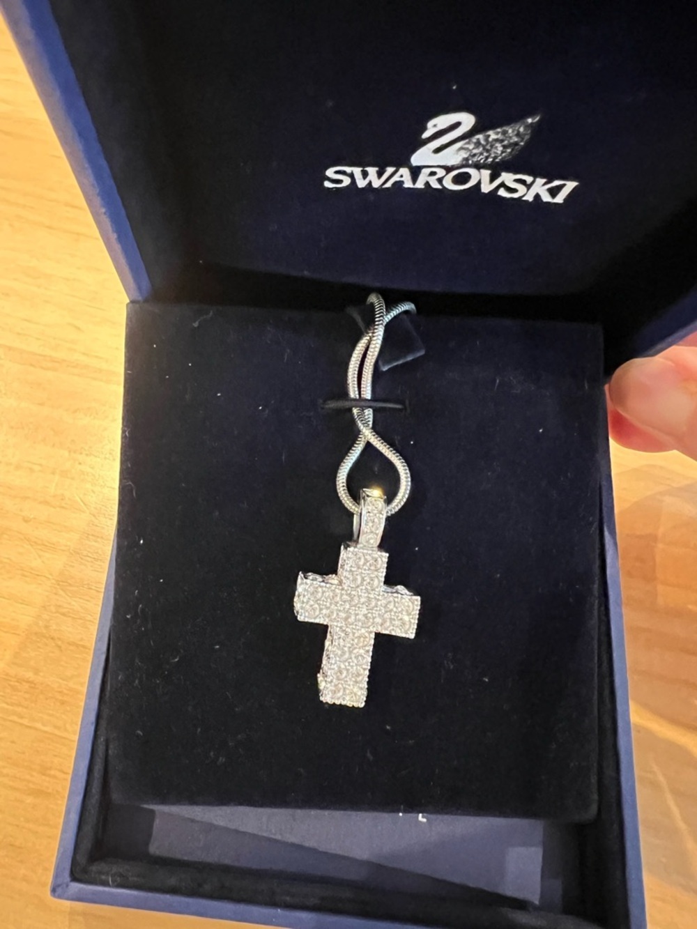 Swarovski Silver-Tone Cross Crystal Pavé Rhinestone Pendant Necklace Goth Y2K